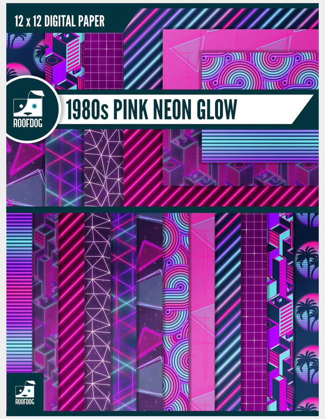 Eighties pink neon digital paper