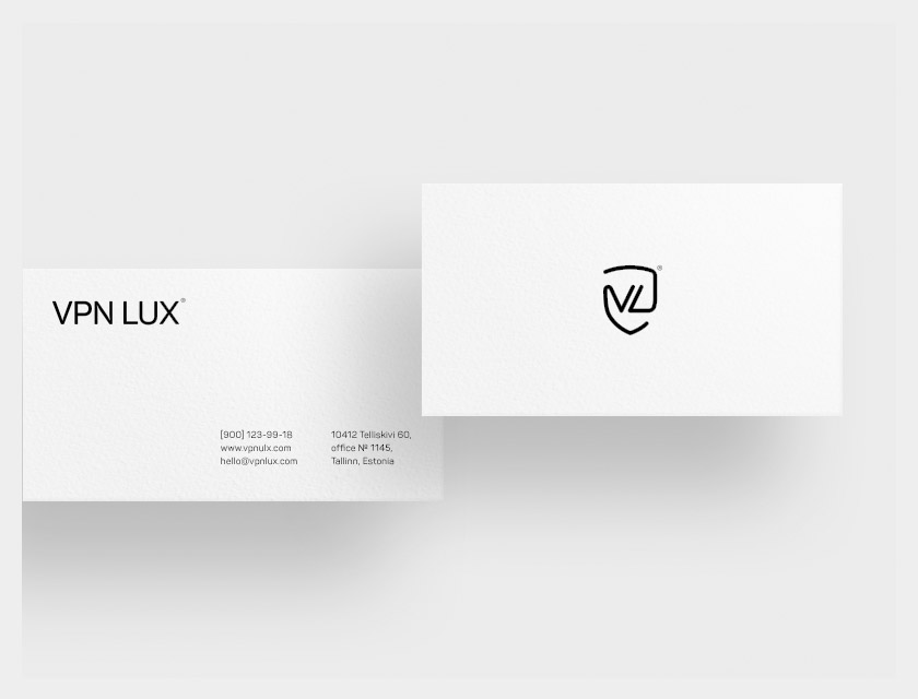 VPNLUX®. Business card minimal