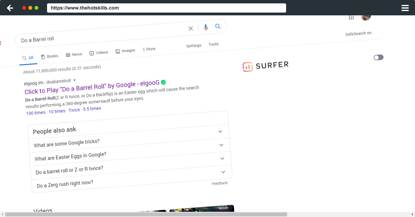 Googletricks Search do a barrel roll in google.com and see the magic :  r/google