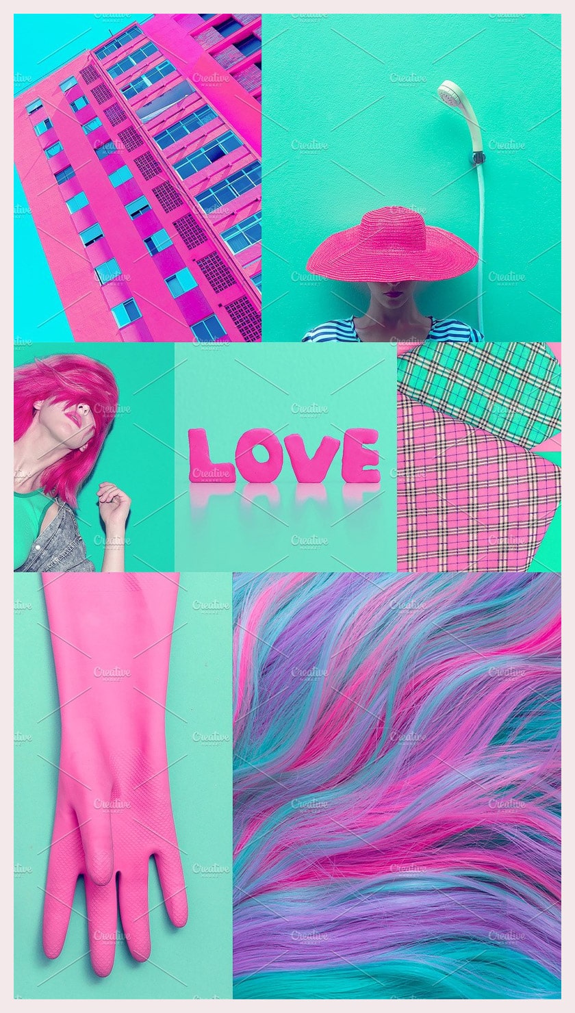 Fashion aesthetic mood board Pink