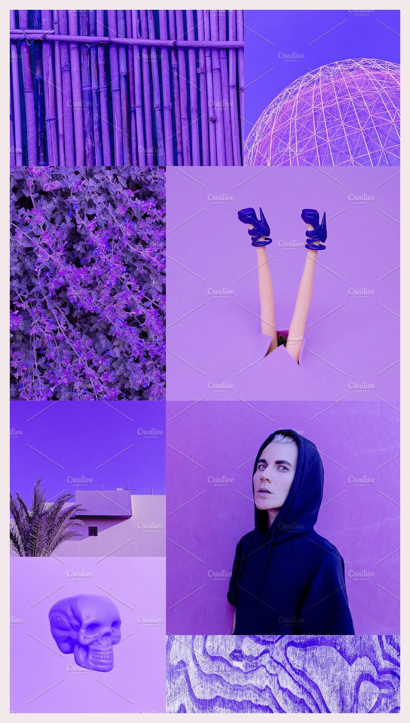 Fashion aesthetic mood board Purple