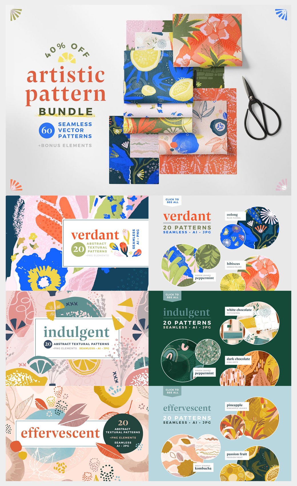 Artistic Pattern Bundle Seamless vector