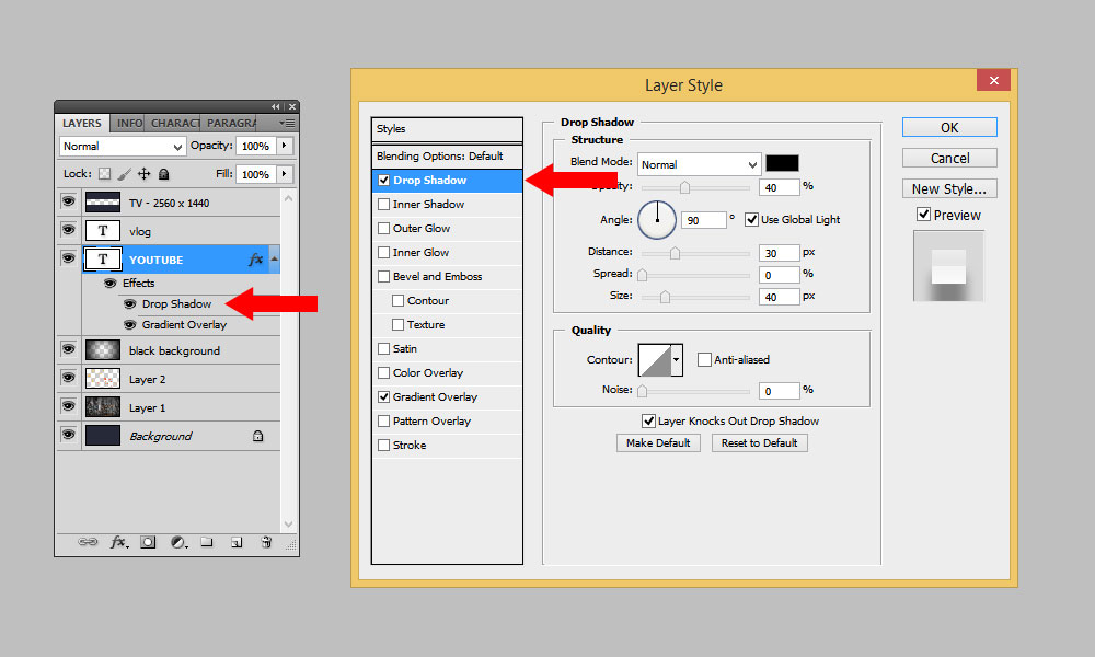 Drop Shadow in Photosop