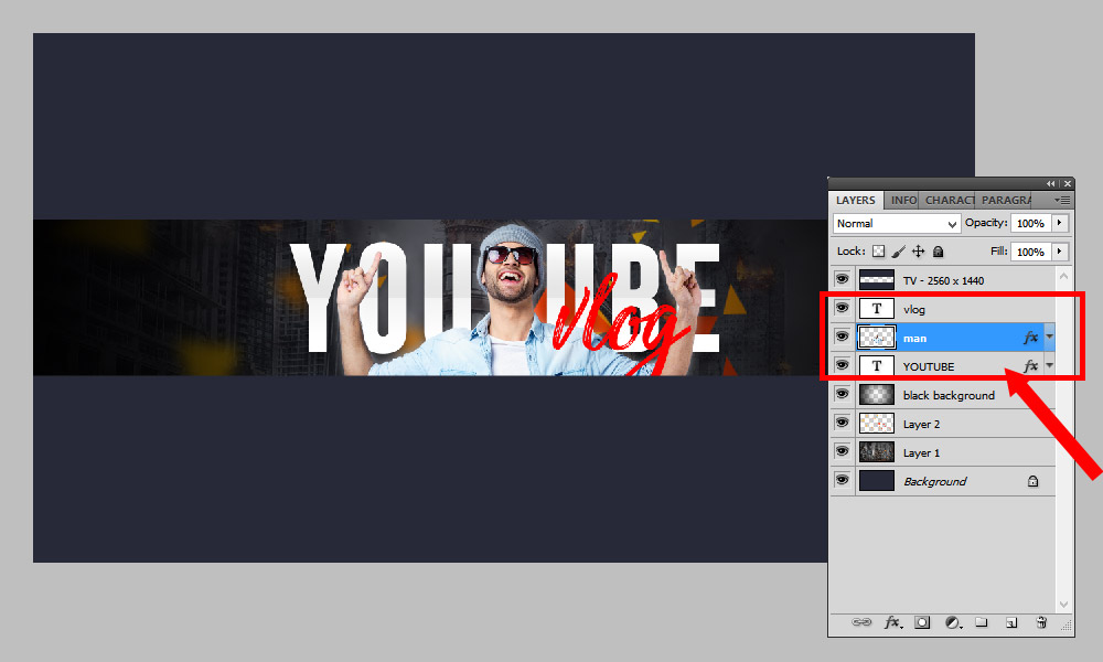 How to Make a YouTube Banner in Photoshop Step 5