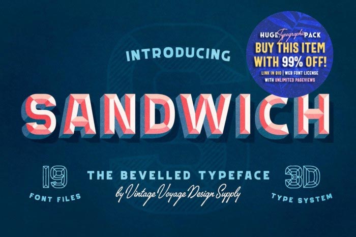 Sandwich Bevelled 3D Type