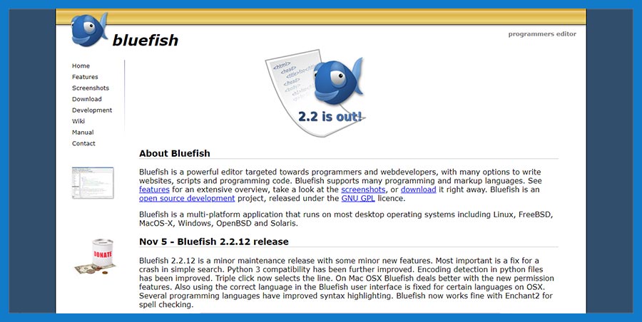 Bluefish open-source web programming platform