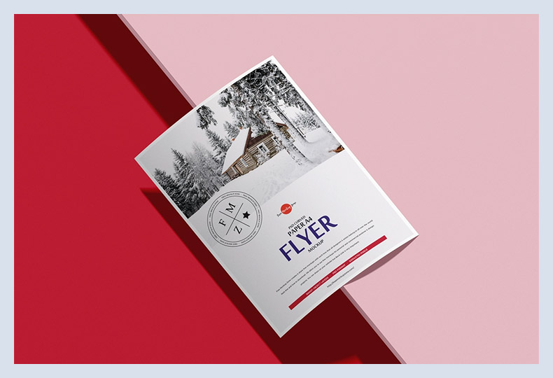 Free Curved Paper A4 Flyer Mockup