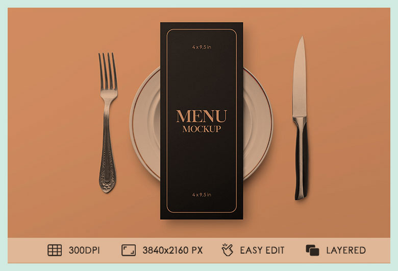 Free Restaurant Menu Card Mockup