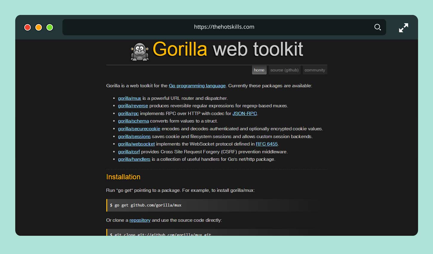 Gorilla web toolkit