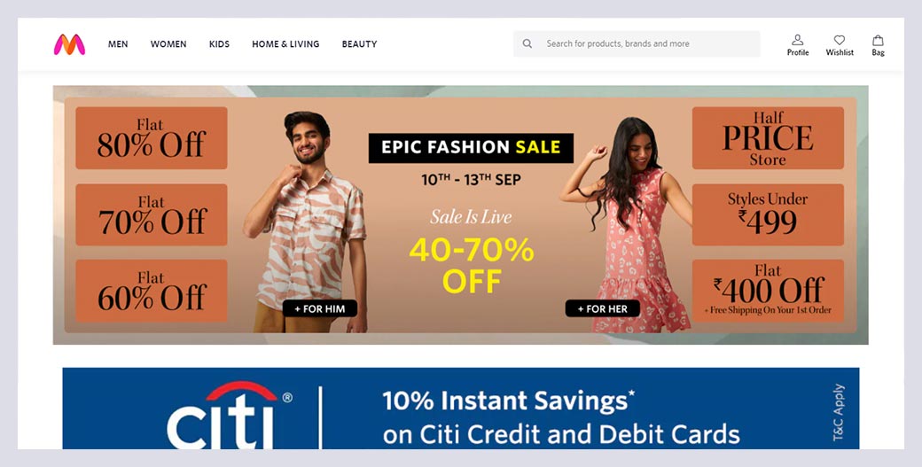 Myntra Fashion Website