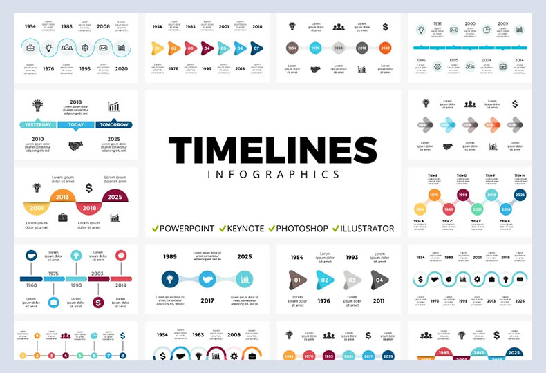 50 Timeline Infographic Slides