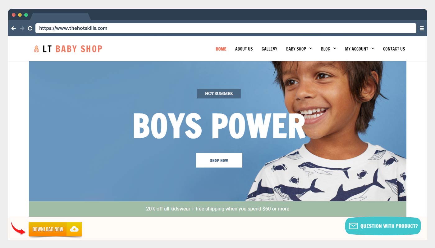 LT Baby Shop - Free Kid Shop WordPress Theme