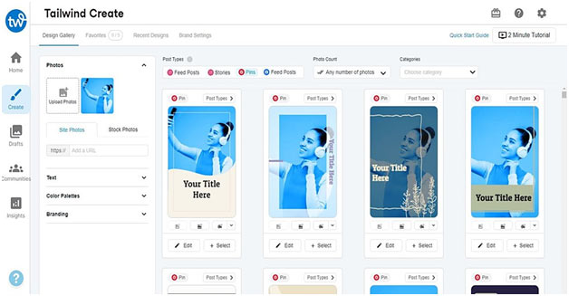 Tailwind pinterest graphic design tool