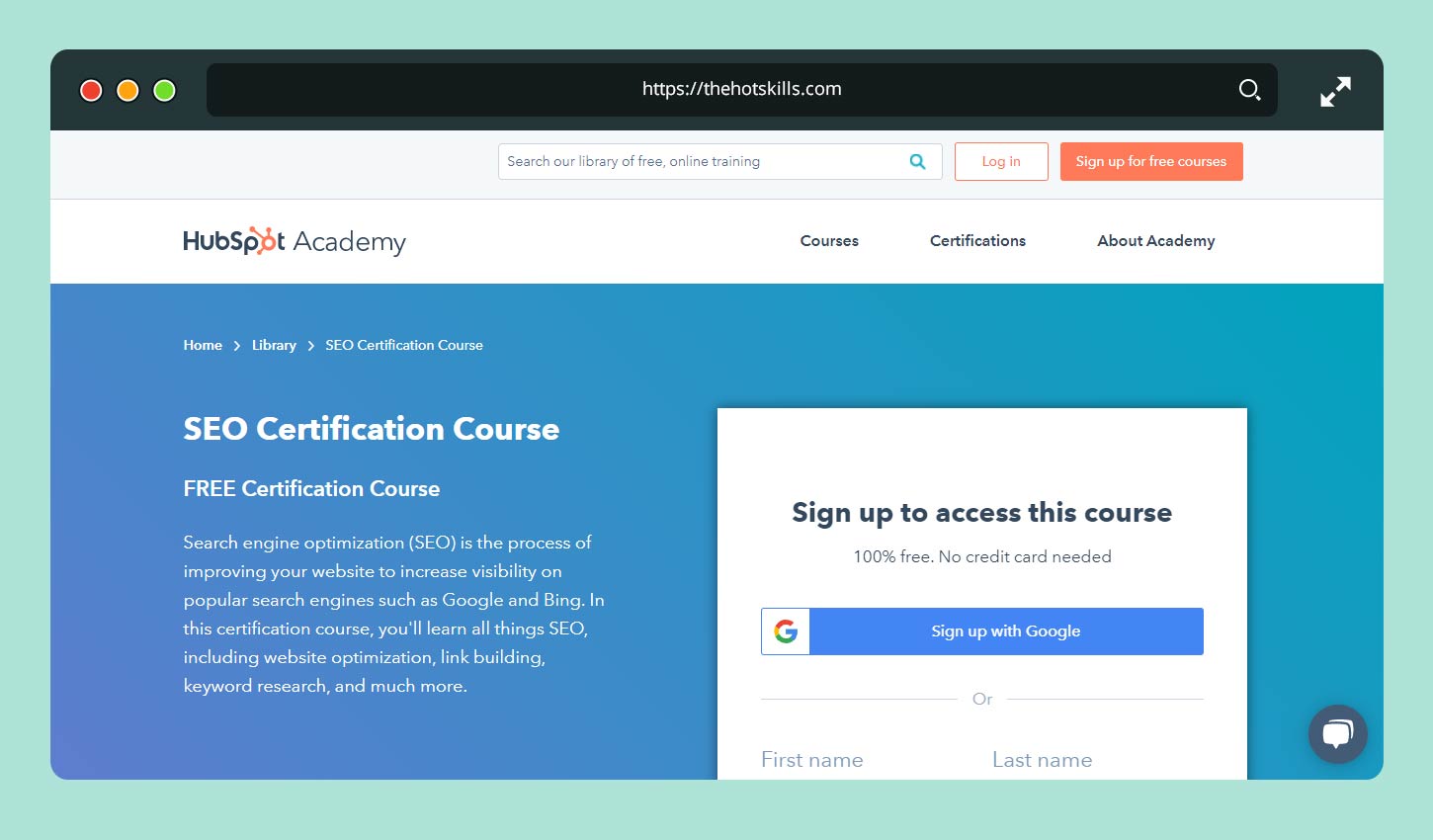 FREE SEO Certification Course
