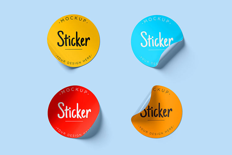 Free Round Sticker Mockup PSD