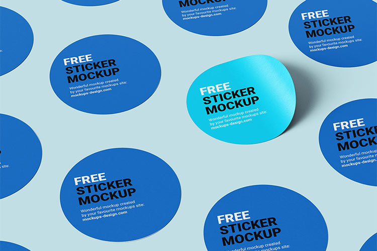 Free round sticker mockups