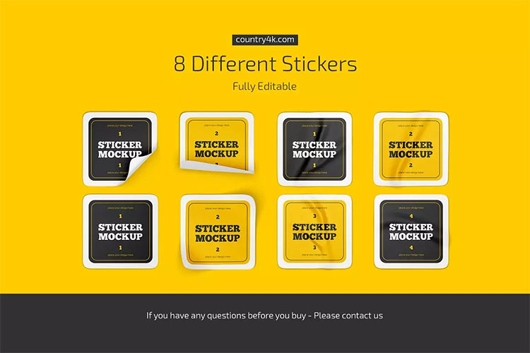 Square Stickers Mockup Set