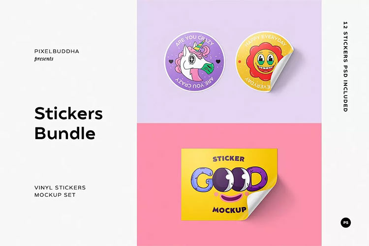 Vinyl Stickers Mockup Bundle