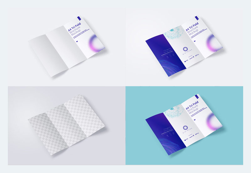 A4 Trifold Brochure Mockups