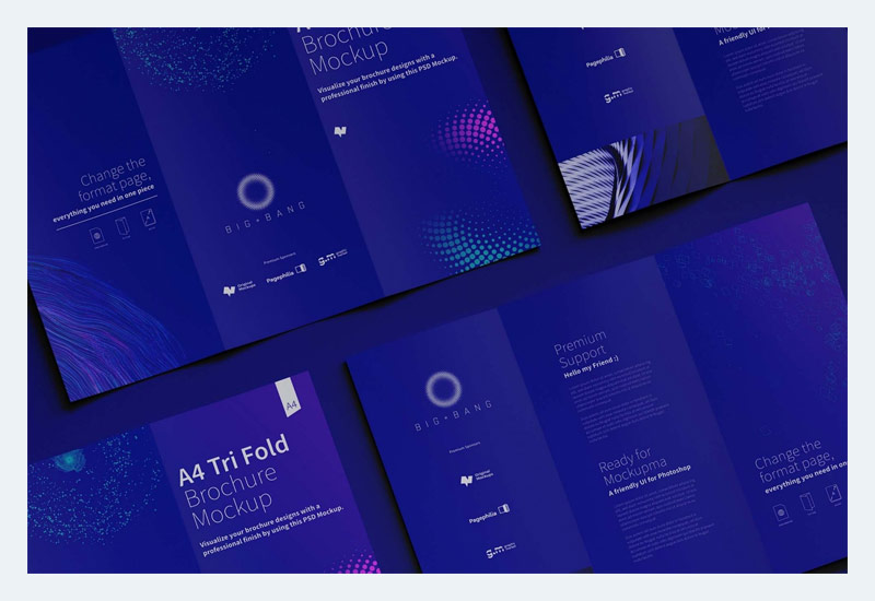 Free Trifold A4 Brochure Mockup PSD