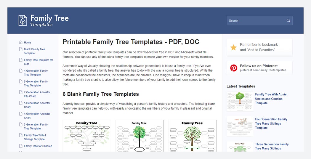 Printable Family Tree Templates