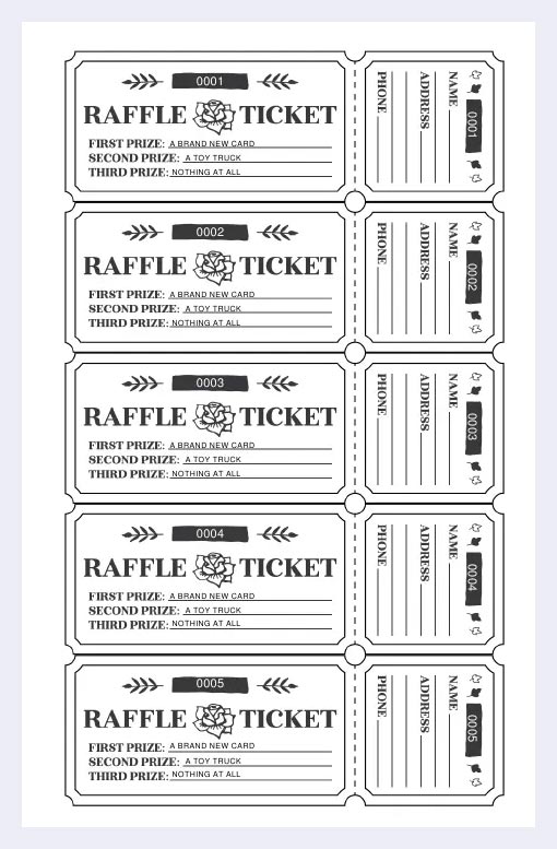 Printable Raffle Tickets Template Numbered Raffle Tickets Template Free