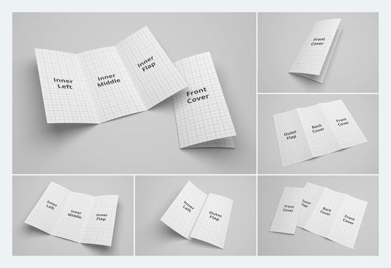 US Letter Trifold Brochure Mockups