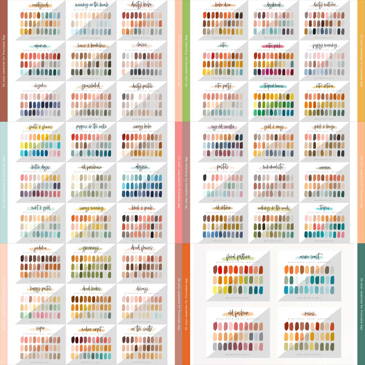 50 Procreate Color Palettes Bundle