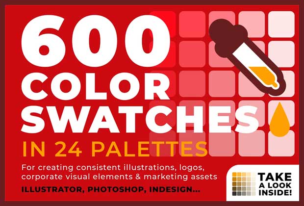 600 Color Swatches in Palettes for Procreate
