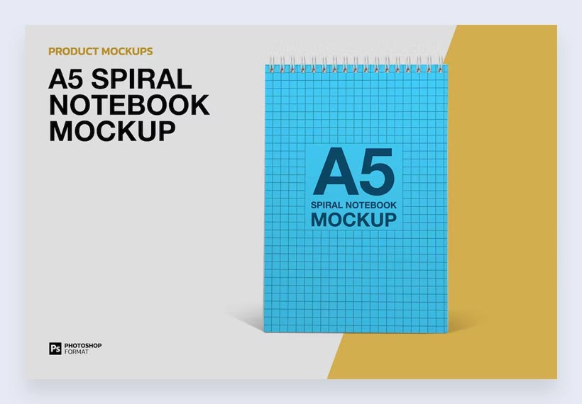 A5 Spiral Notebook Product Mockup