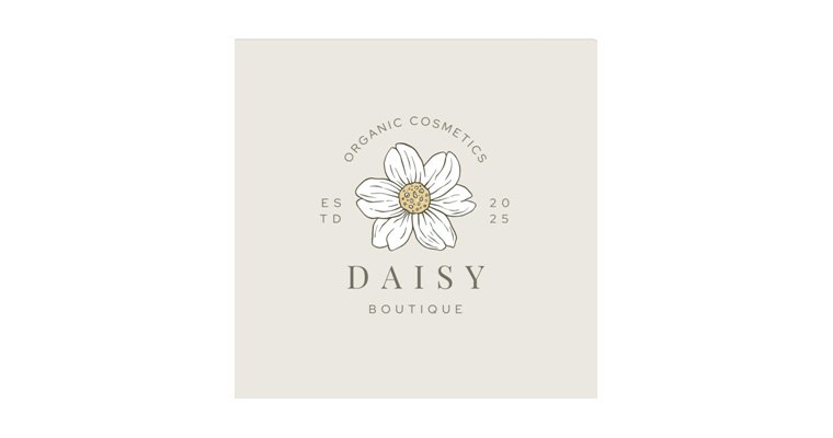 Beige White Elegant Daisy Flower Logo