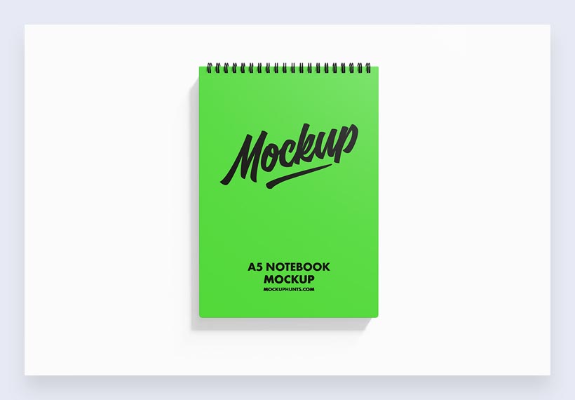 Free A5 Cover Notebook Mockup