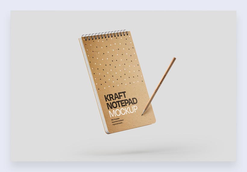Free Kraft Notepad Mockup Set