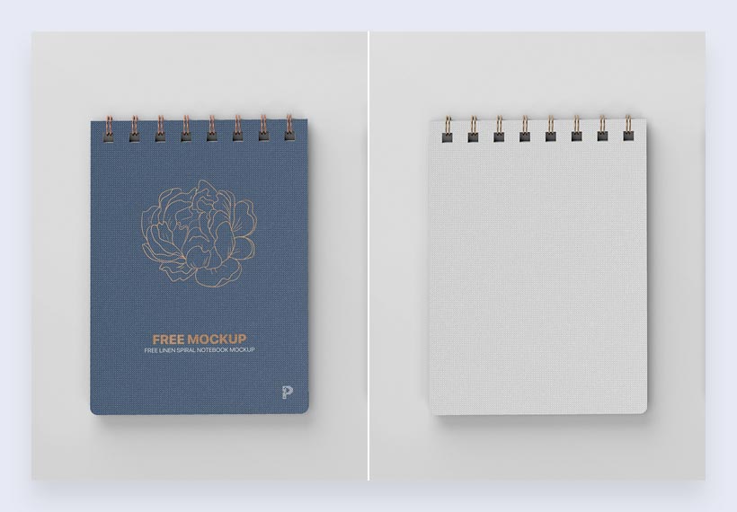 Free Linen Spiral Notebook Mockup