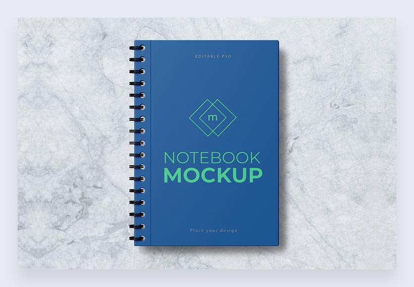 Free Spiral Notebook Mockup Editable PSD