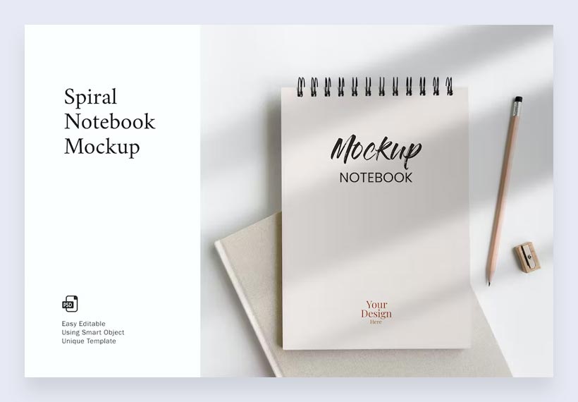 Simple Spiral Notebook Mockup