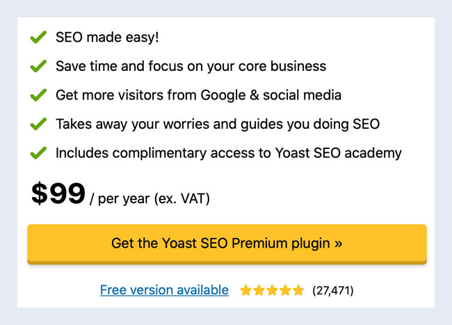 Yoast SEO Pricing