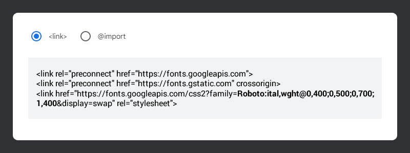 embed google font on the web