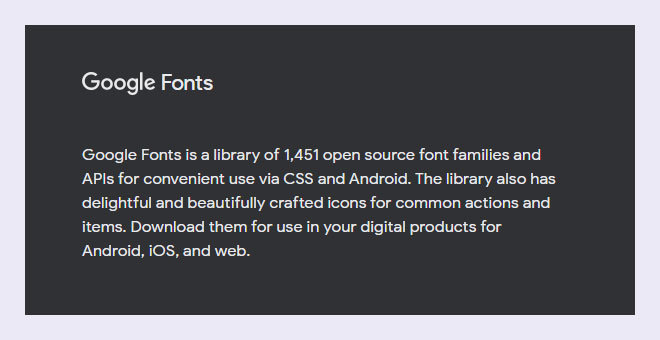 total numbers of google fonts