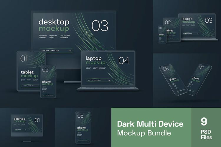 Dark Clay Multi Device Mockup Set