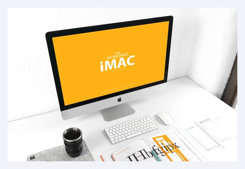 Free Workspace iMac Mockup PSD