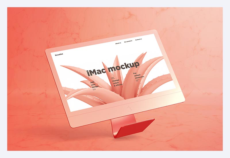 Free iMac mockup with marble