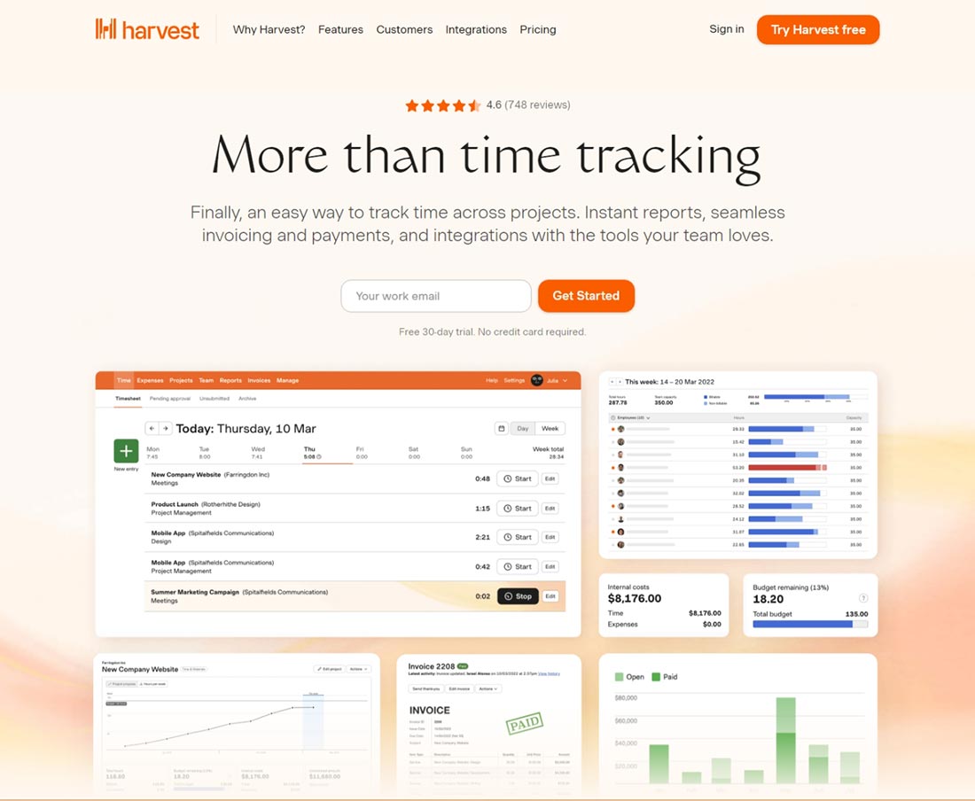 harvest time tracking software with invoicing