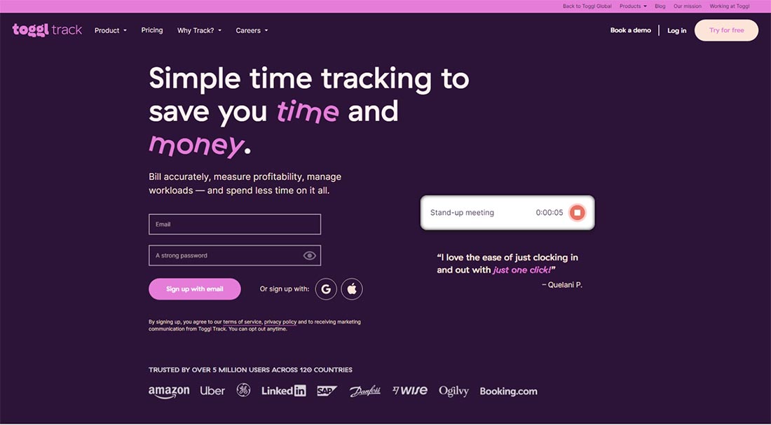 toggl track time tracking software